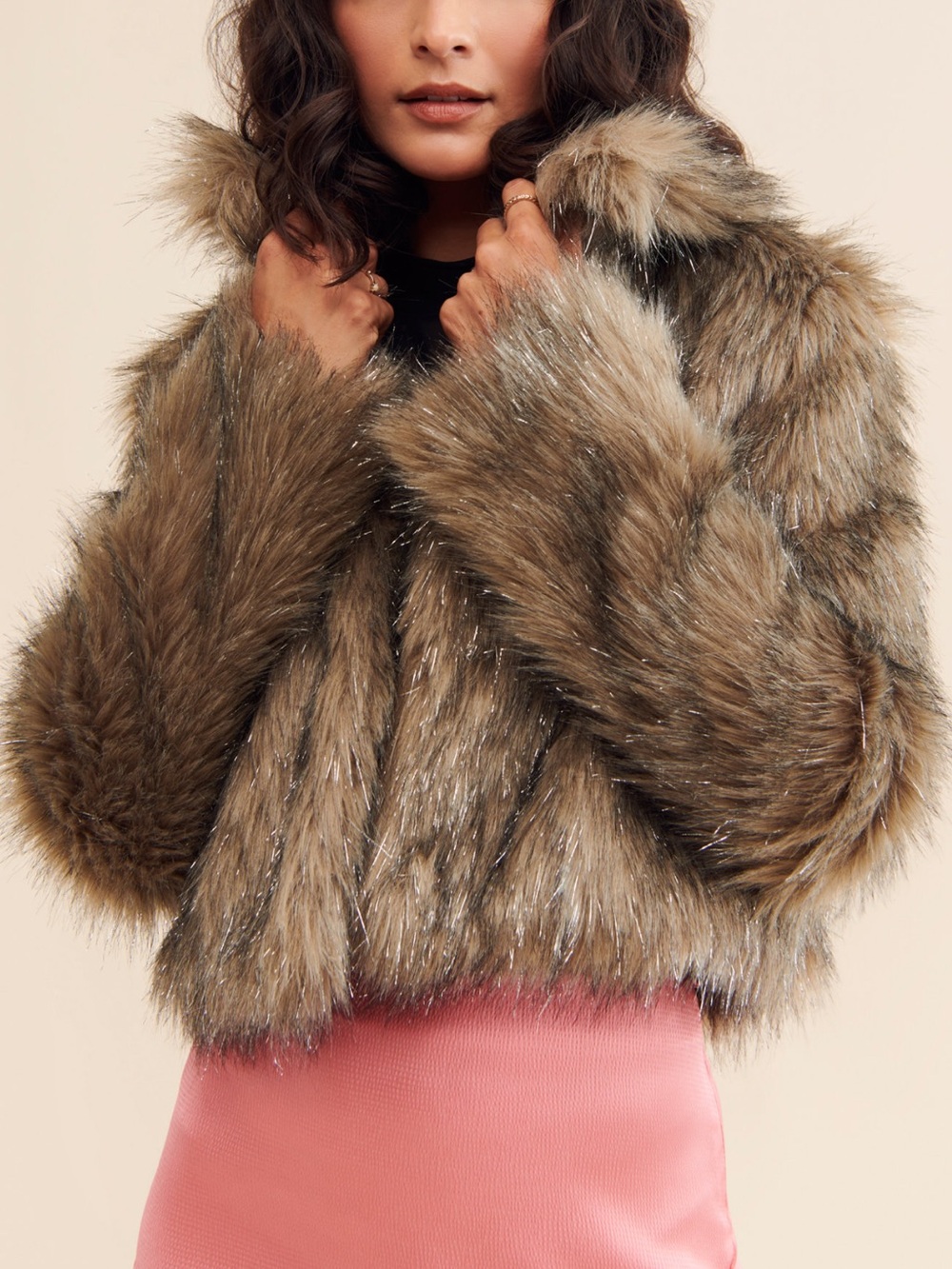 Unreal Fur Stardust Faux Fur Jacket in Brown